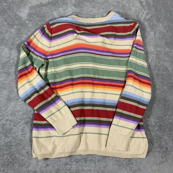 Chaps Rainbow Colorful Striped Knit Sweater Size Medium Women’s - Picture 7 of 11